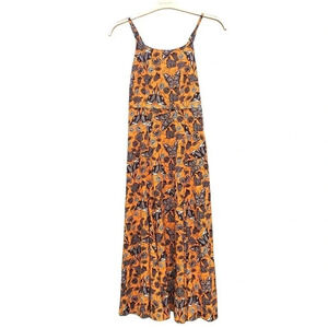 Yessica Women Gray Butterfly Print Yellow Midi Dress XS